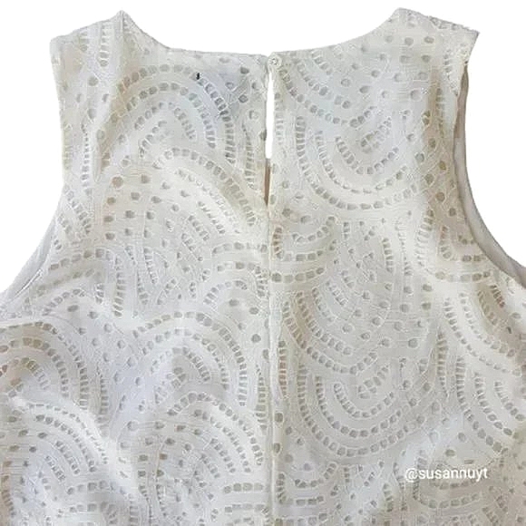 Worthington Coquette Sleeveless Clean Girl Lace Vanilla Girl Scalloped Top - Picture 5 of 6